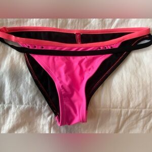 Bikini Lab Pink & Black Strappy Studded Bikini Bottoms Swimwear